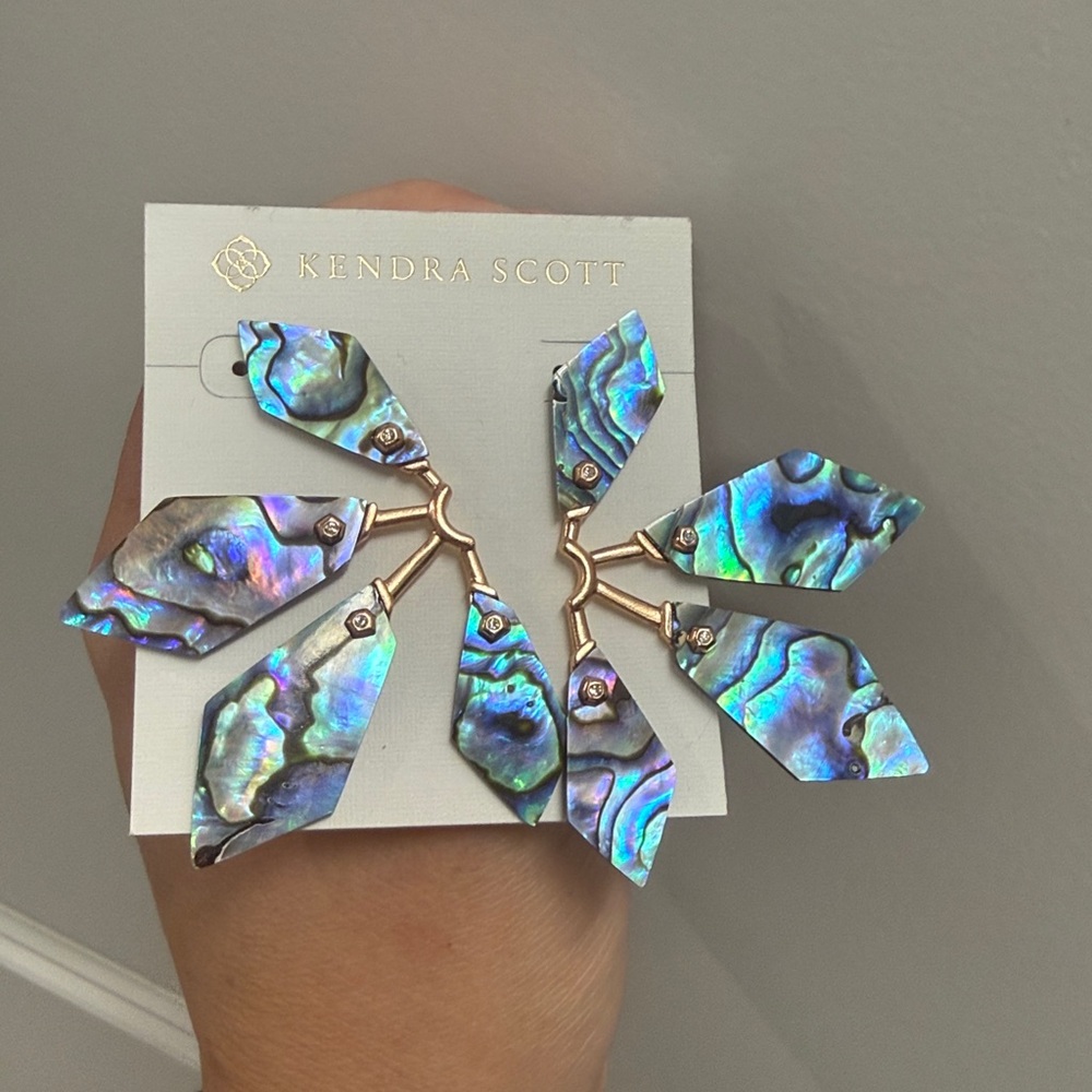 Abalone Shell Statement Earrings - Picture 5 of 5